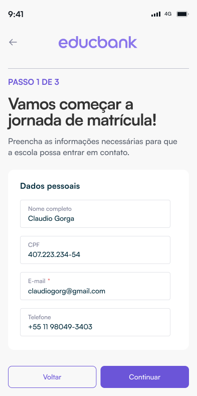 Cadastro do responsável